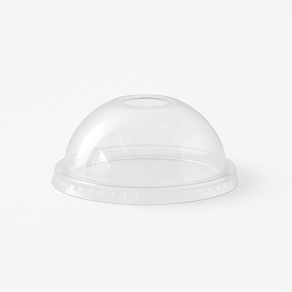 90mm PET Cold Cups – Dome Lid w Hole fits PET425 (Carton of 1000)