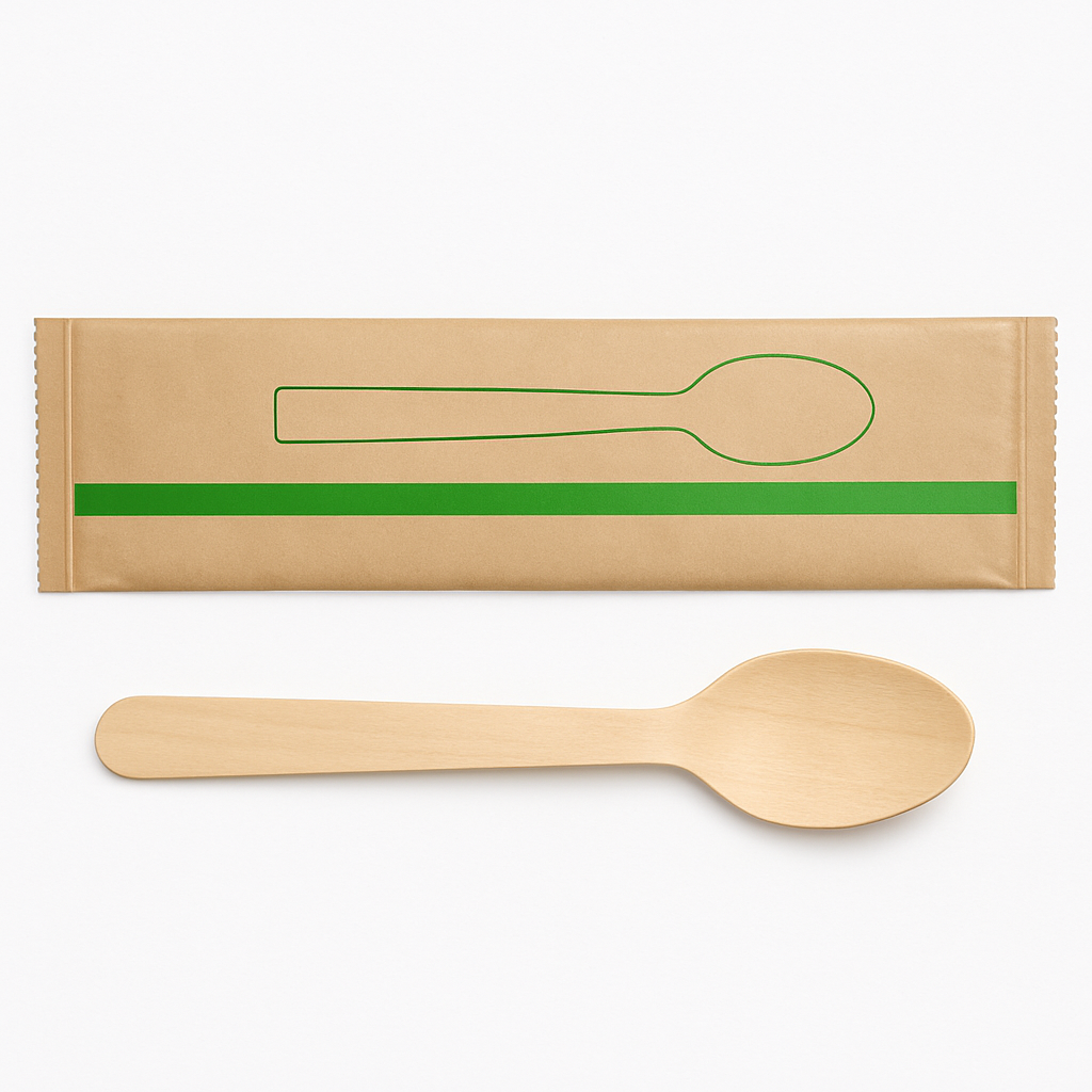 Wooden Cutlery – Spoon Individually Wrapped FSC (Carton of 500)