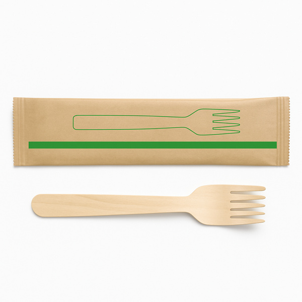 Wooden Cutlery – Fork Individually Wrapped FSC (Carton of 500)